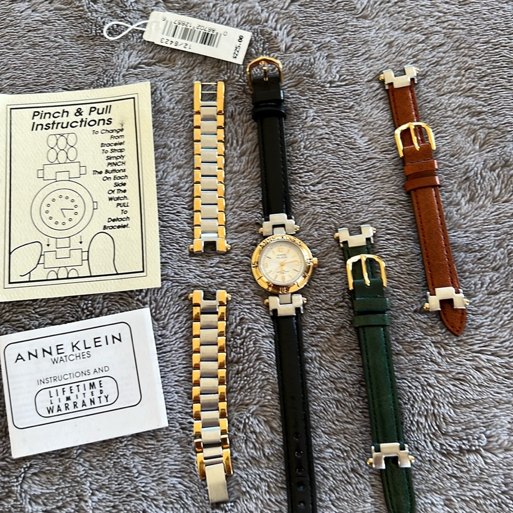 Vintage Anne Klein Swiss Watch Set - watch with 4 changeable watch bands
